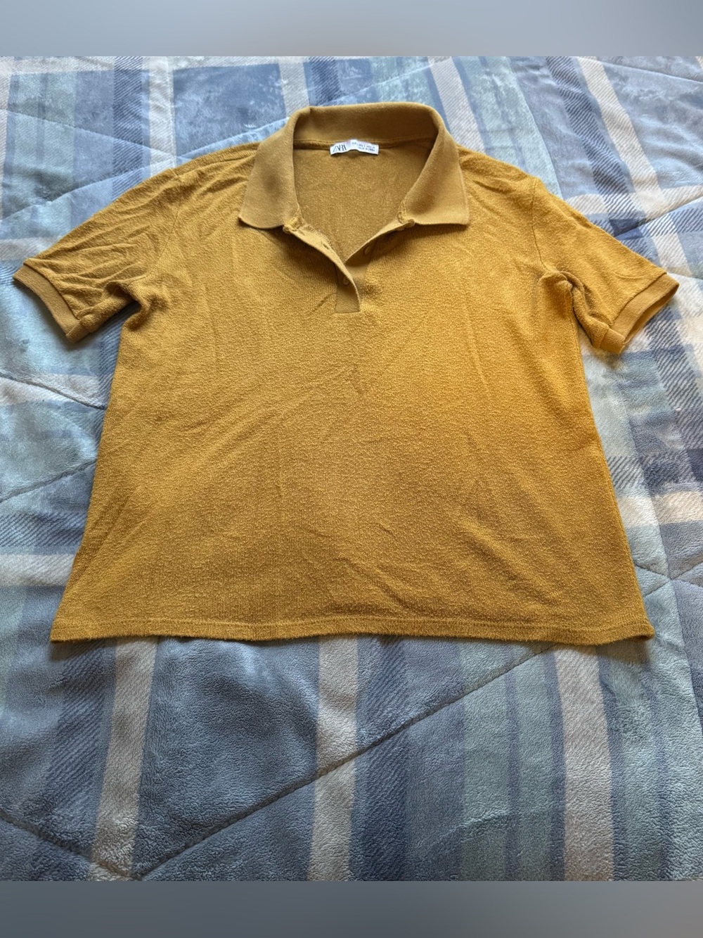 Zara Mustard Short-Sleeve Polo